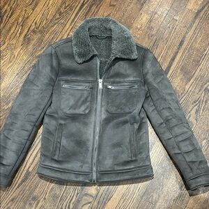 Men's Gray Shearling Jacket
